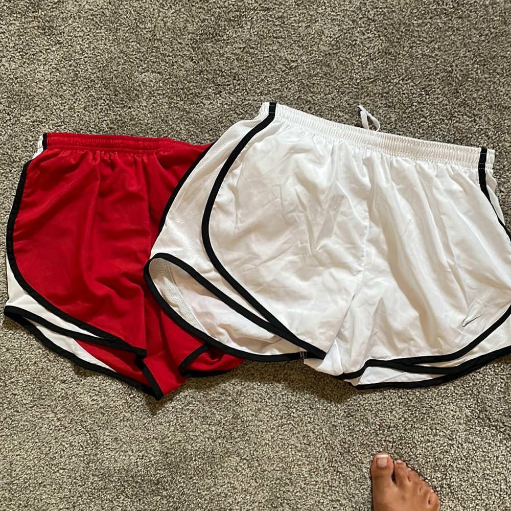 HOLD red and white nike shorts